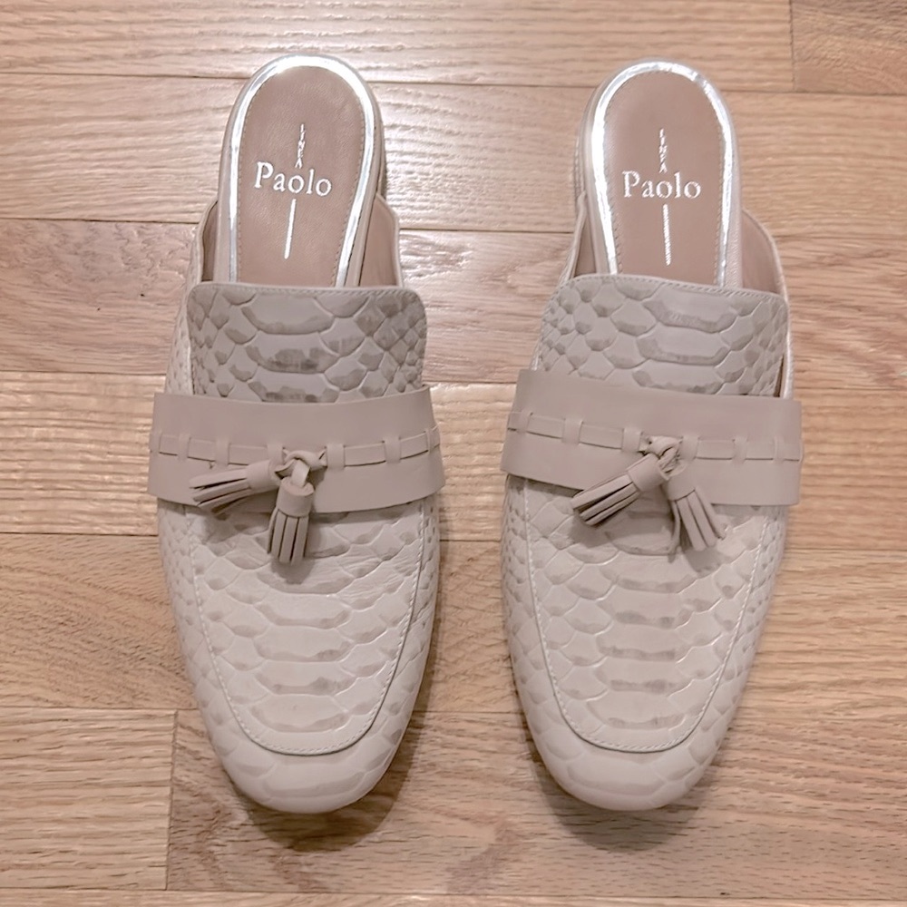 Leather Tassel Loafer Mules